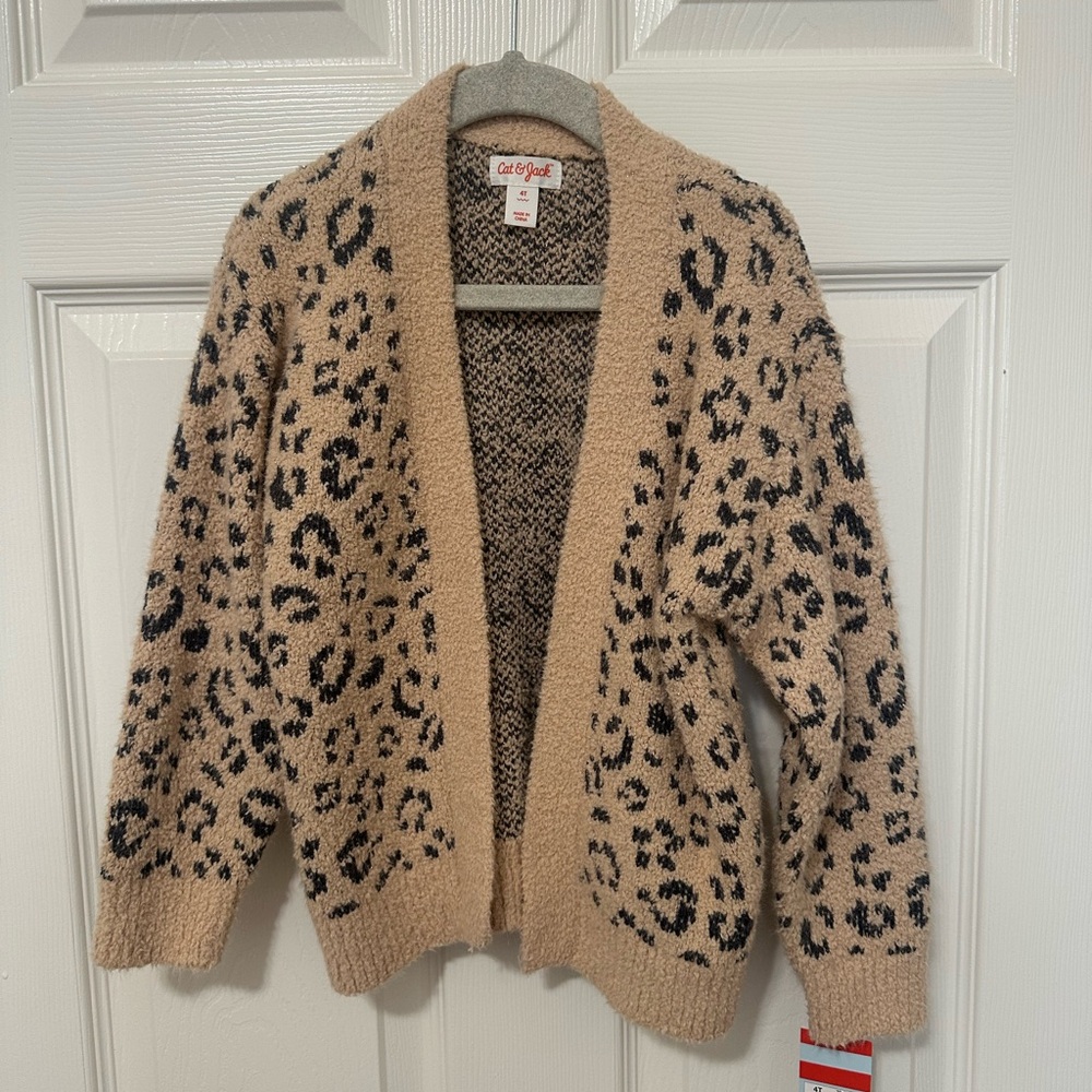 New with Tags Cat & Jack Tan and Black Leopard Print Cardigan